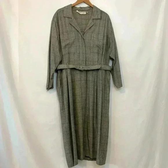 Kenar vintage grey plaid suit dress with belt - Picture 1 of 4